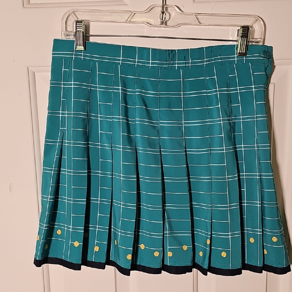 Tail VintageTeal Checkered Mini Tennis Skirt By Tail Size‎ 10. USA.